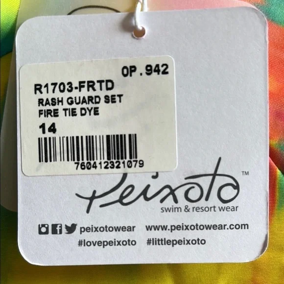 Peixoto Kids Swim Set Rashguard Multicolor Tie Dye - Picture 7 of 7